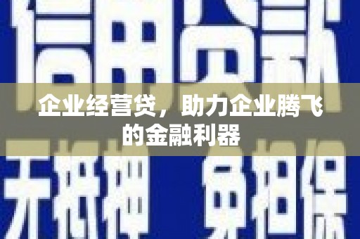 绩溪企业经营贷，助力企业腾飞的金融利器
