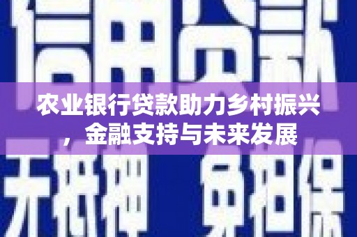 果洛农业银行贷款助力乡村振兴，金融支持与未来发展