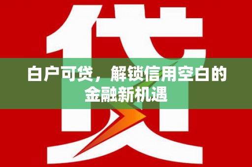 钦北白户可贷，解锁信用空白的金融新机遇