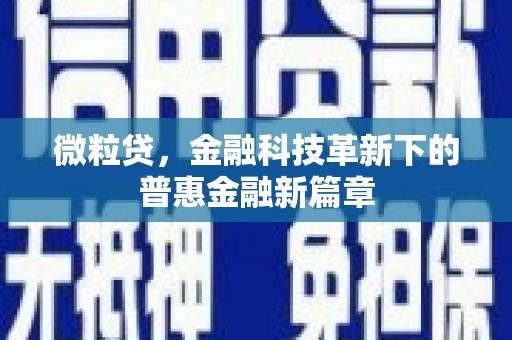 黑龙江微粒贷，金融科技革新下的普惠金融新篇章
